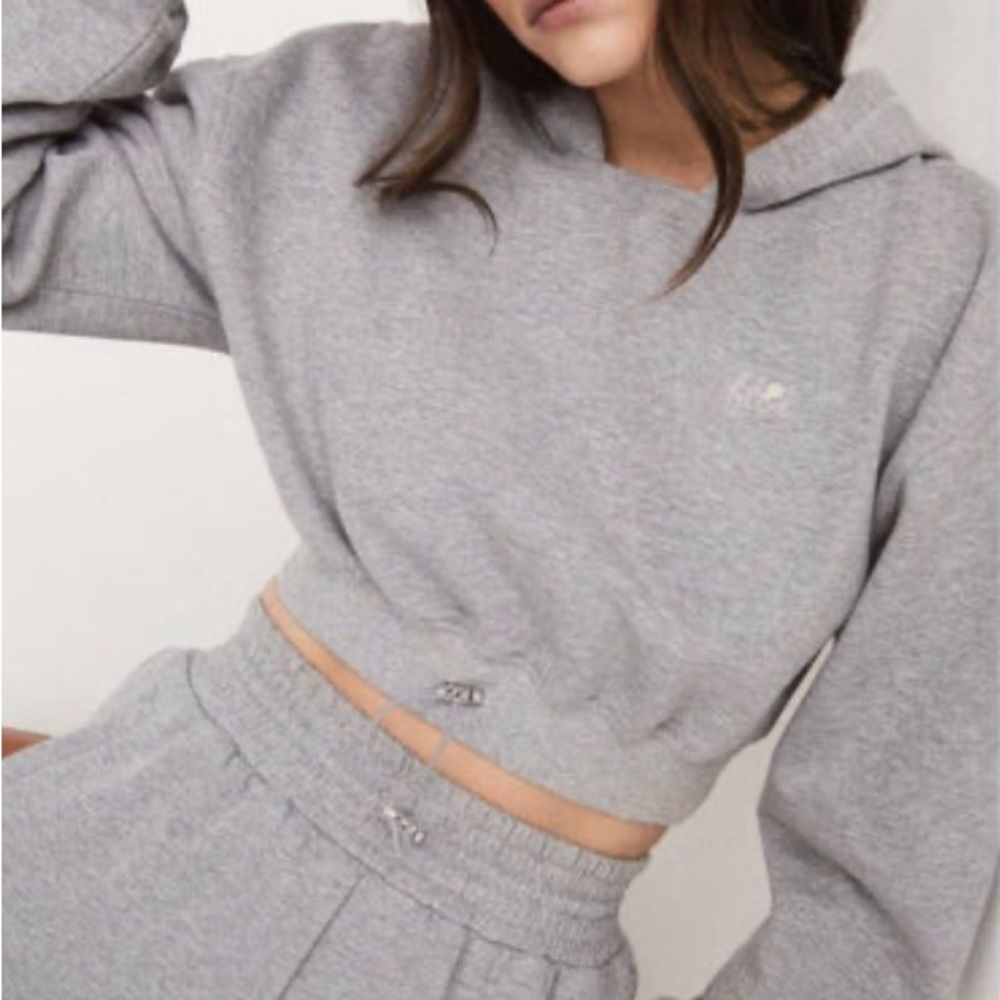 For love and lemons cropped grey hoodie